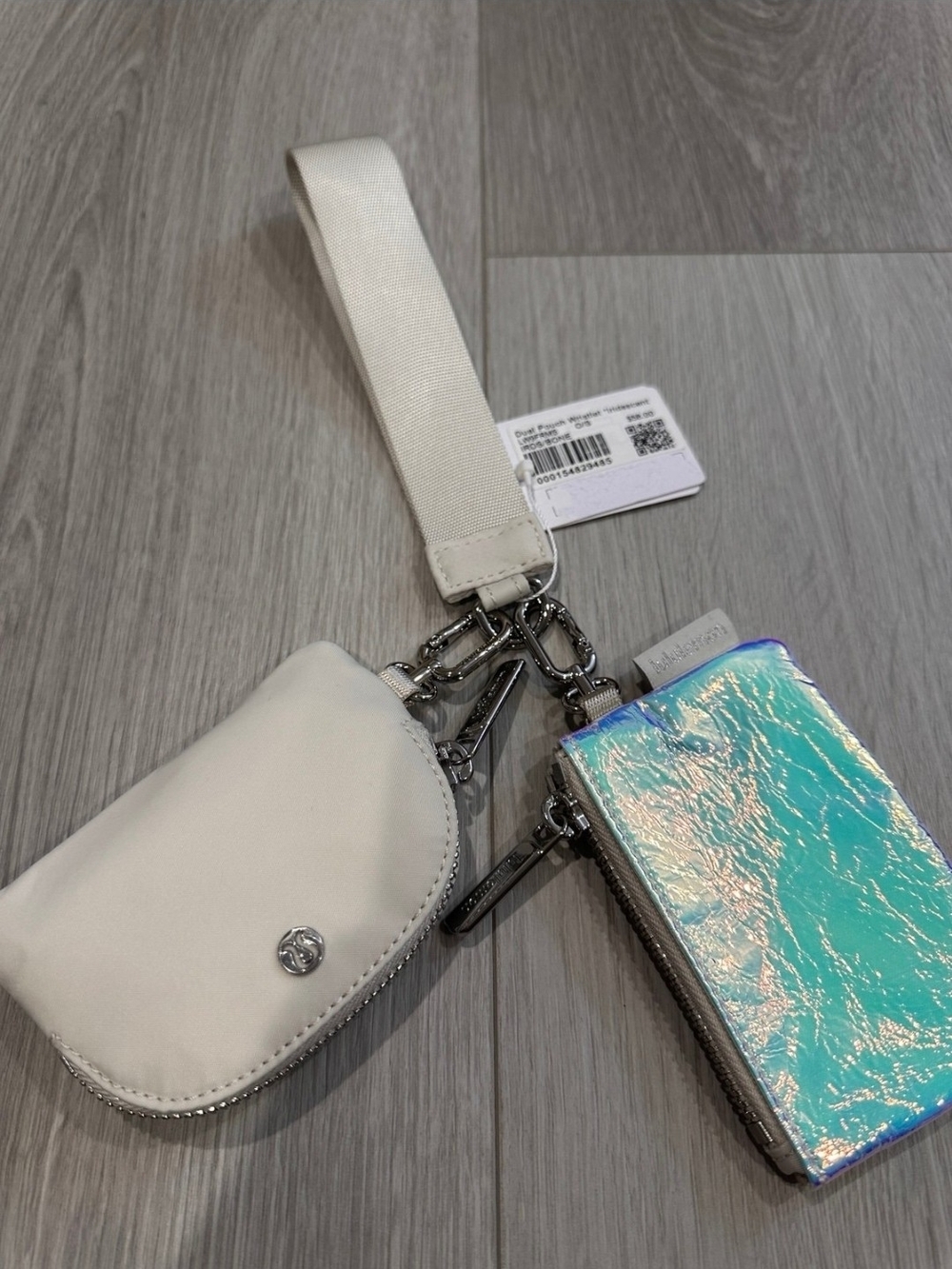 lululemon athletica Dual White Wristlet with Iridescent Card Pouch